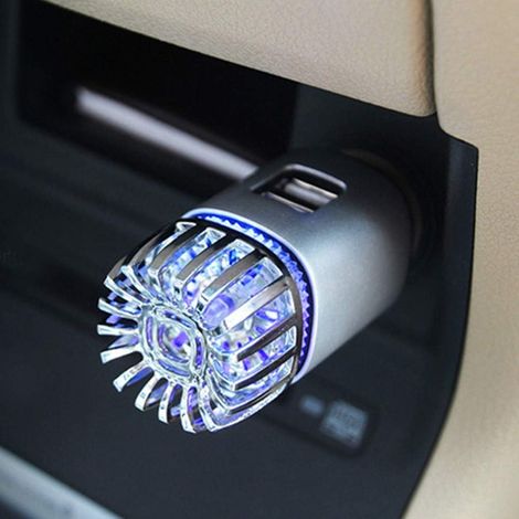 2-in-1-Auto-Luftreiniger, 12-V-Stecker und Ionisator, Auto-Luftreiniger mit zwei USB-Ladegeräten, beseitigt Staub, Pollen, Rauch und verbrauchte Luft