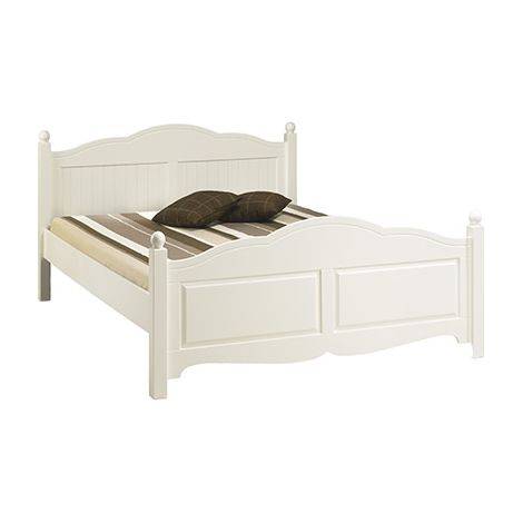 Beaux Meubles Pas Chers – Lit blanc 2 places 140 x 190 cm – Structure en panneaux de particules et pin massif – Pour matelas 15 à 22 cm d'épaisseur – Style anglais (1/4)