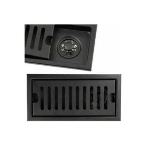 Siphon De Sol Rectangulaire, Siphon De Sol En Acier Inoxydable Noir Mince 20 × 10cm, Siphon De Douche Noir Déodorant (1/3)