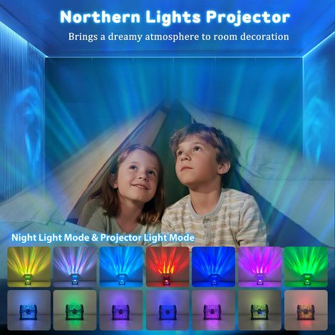 Projecteur d'aurores boréales, veilleuse coffre au trésor, projecteur d'aurores boréales avec 8 effets et télécommande, éclairage d'ambiance Galaxy Light à intensité variable pour la chambre (bleu) (1/4)