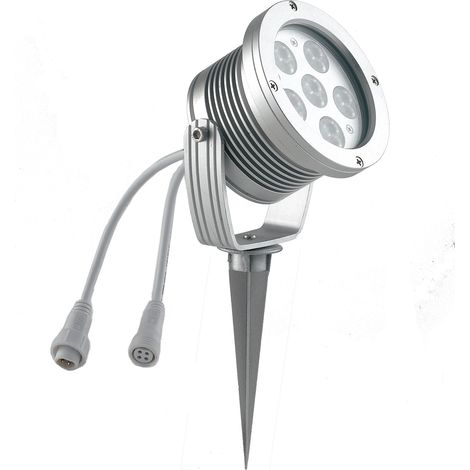 Proiettore LED per esterno IRIDE argento con picchetto incluso 18x1W con funzione RGB