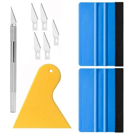 Outil de Pellicule de Vinyle Outil de Film pour Fenêtre Outil de Teinte pour Fenêtre Outil de Papier Peint avec Raclette en Feutre, Couteau pour Passe-temps