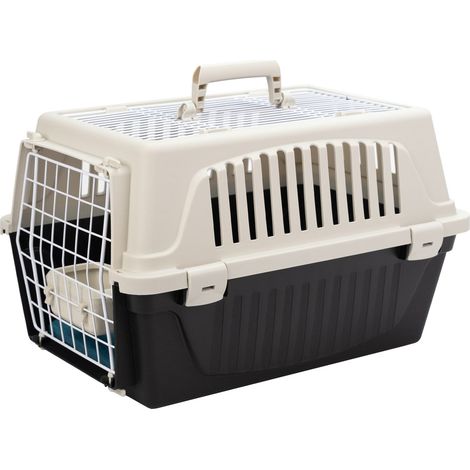Ferplast ATLAS OPEN Transport pour petits chiens et chats Ferplast ATLAS 10 OPEN avec toit ouvrant, coussin et gamelle inclus. Variante 10 - Misure: 32.5 x 48 x h 29 cm - Noir
