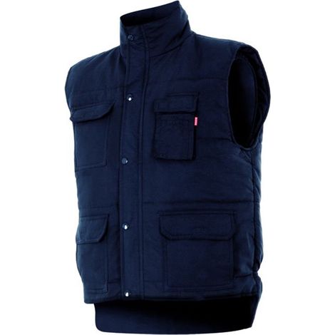 chaleco acolchado multibolsillos 100% poliéster. forro 100% poliéster. guata interior 100% poliéster. cremallera oculta. color ropa azul marino talla l