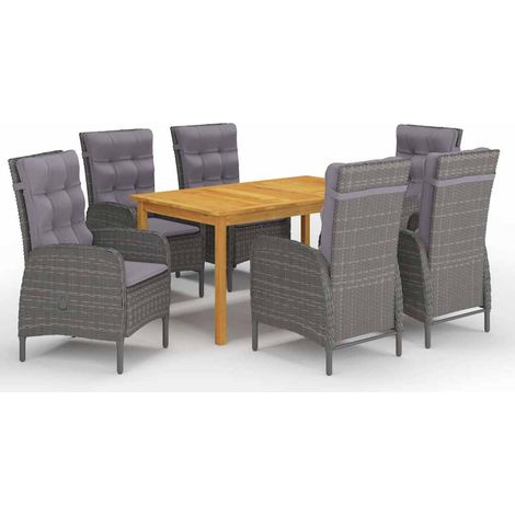 vidaXL Juego de comedor de jardín de 7 piezas gris (1/4)