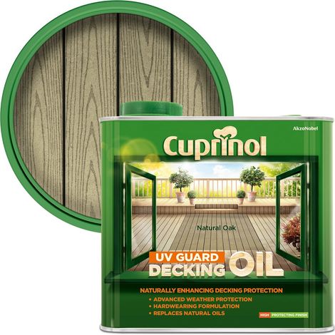 Cuprinol 5122411 UV Guard Decking Oil Natural Oak 2.5 litre CUPDONO25L (1/4)