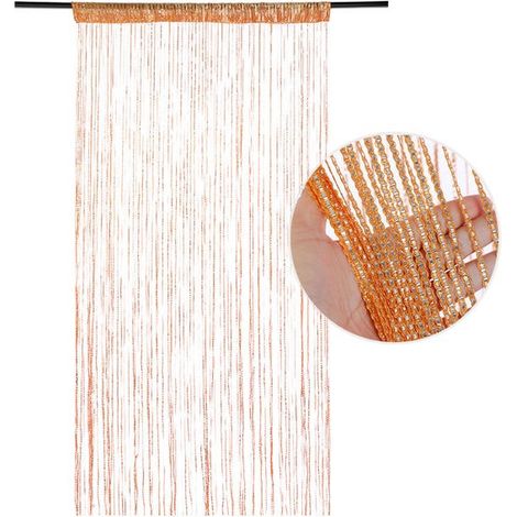 Rideau de séparation élégant à pompons orange 91 x 200 cm, rideau décoratif pour porte et fenêtre, décoration intérieure (1/5)