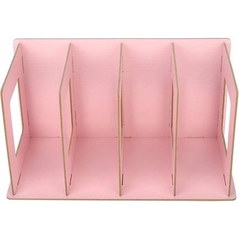 Zeitungsständer und Bücherregal aus Holz für den Schreibtisch DIY Bücherregal mit DVD Aufbewahrung Rosa Aufbewahrungsregal für Schüler, Kinder un (1/5)