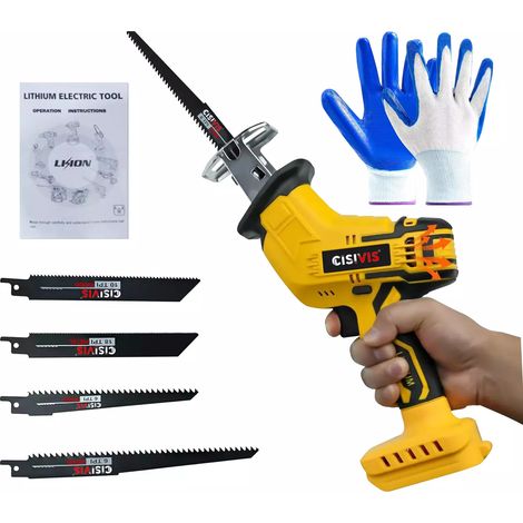 Scie Sabre Sans Fil pour Batterie DeWalt 20V MAX - 3000 RPM - Légère 1,1 kg - Coupe Os, Viande, Bois, Métal - Kit avec 4 Lames et Gants