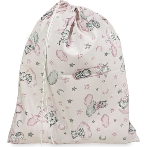 SAC DE MATERNELLE Pierino taille LARGE MAXI cm. 45 x 60 chaton dessin Rose