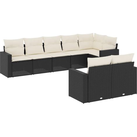 Set Divani da Giardino con Cuscini 8 pz Nero in Polyrattan vidaXL (1/3)