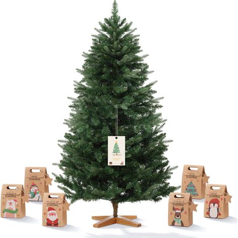Dewinner – Sapin de Noël artificiel 180 cm – 573 branches en PVC – Socle en bois stable – Diamètre 120 cm – Installation facile en 2 parties – Vert