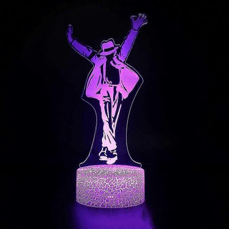 Lampe illusion Michael Jackson Veilleuse 3D avec télécommande 16 couleurs, décoration de chambre