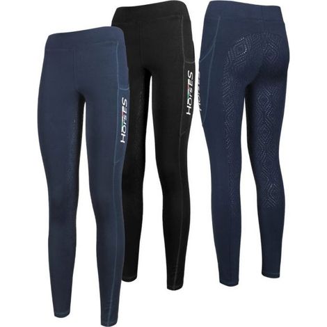 L, Nero: Leggings per equitazione da donna in tessuto tecnico modello NADIN