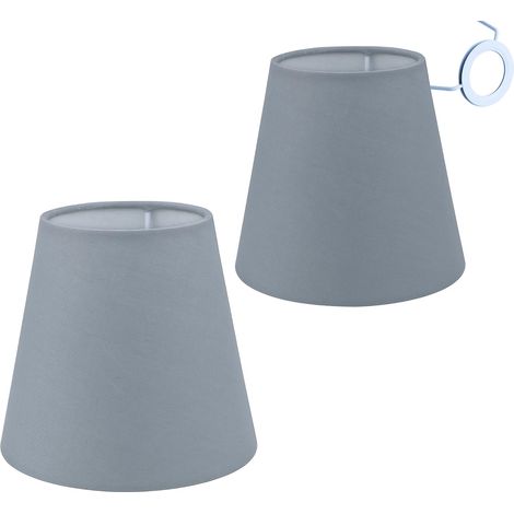 5.5 Inch (14 cm) Modern Replacement Fabric Lampshade E14/E27 Small Hanging Lamp for Candle Crystal Chandelier Candle Wall Lamp Table Lamp (2 Pack) Grey (1/5)