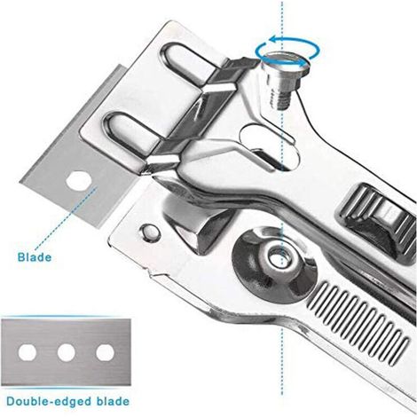 Glass and ceramic hob scraper – 12-piece set in stainless steel with ergonomic handle