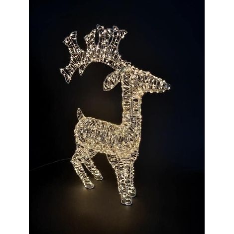 GOVITA Renna luminosa LED 3D da esterno, 1000 luci bianche a LED su struttura in metallo. Addobbo natalizio ideale per giardino, terrazzo o vetrina. (1/5)