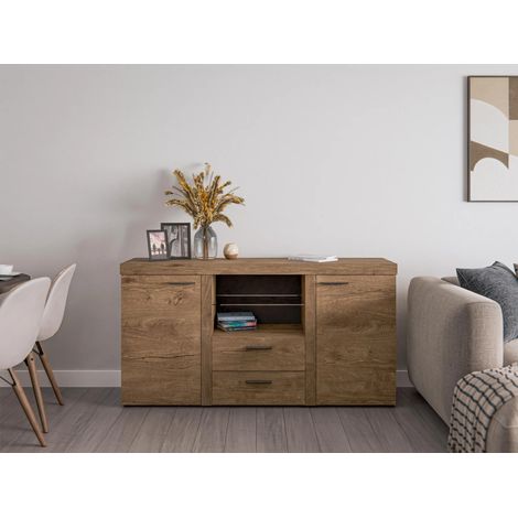 AX LIVING Schubladenschrank Kommode Spacoro 2T2S Modern Eiche Lefkas