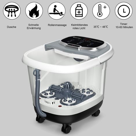 Appareil de massage des pieds Shiatsu avec fonction chauffante et minuterie, gris