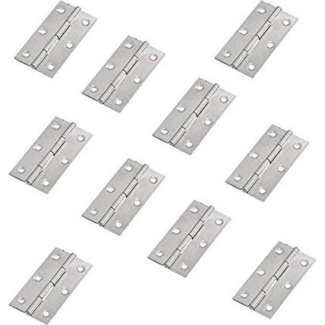 10 Stück Edelstahl-Türscharniere für Wohnmöbel, lang 55 mm x 34 mm (1/5)