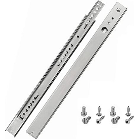 HELPMATE Lot de 2 rails de tiroir a rainure 27 mm Longueur 310 mm 1 paire de 2 glissieres coulissantes pour tiroir Systeme de rail de tiroir en acier galvanise argente avec materiel de fixation (1/5)