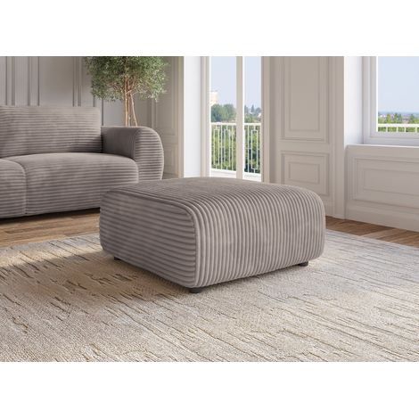 Pouf en velours gros côtelé doux taupe TILDA (1/4)