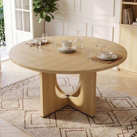 MEUBLIV Table à manger ronde 120 cm chêne – 4 à 6 personnes, sans chaises (1/5)