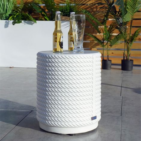 Abrihome Outdoor Indoor Concrete Furniture Side Table, White (1/5)