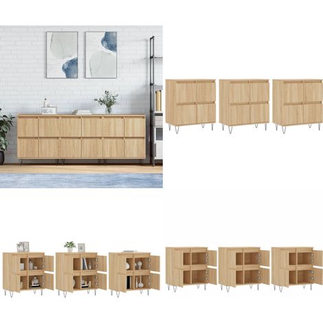 Buffets 3 pcs Chêne sonoma Bois d'ingénierie - Buffet Classique - Meuble De Rangement - Armoire - Commode - Bois D'ingénierie - Home & Living (1/5)