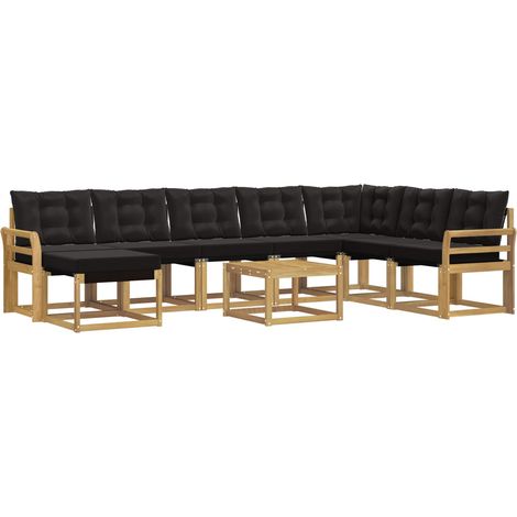 Ensemble de canapés d'extérieur 9 pcs Blanc et noir vidaXL (1/5)