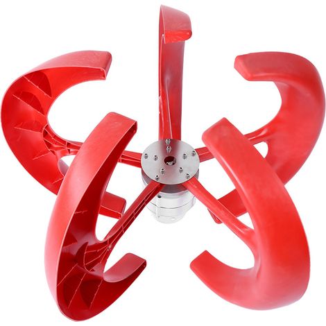 Éolienne verticale 600W 12V DC Générateur électrique Kit Rouge Matériel Production Énergie Éolienne (1/5)