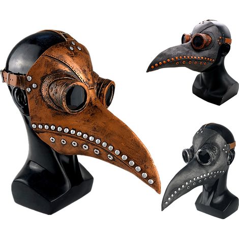 Masque Médecin de Peste Bec Long Oiseau, Steampunk Déguisement Halloween Accessoire Costume (1/3)
