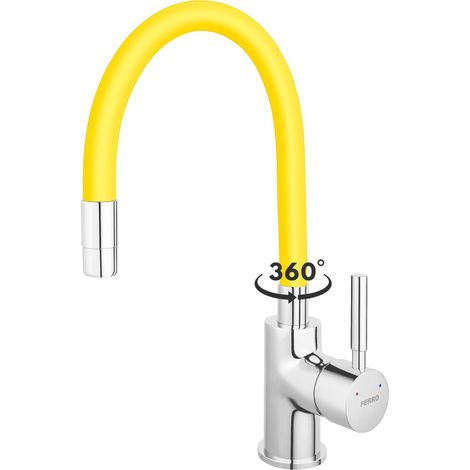 Ferro Zumba robinet mitigeur cuisine jaune bec flexible