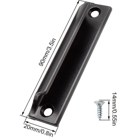 Poignée de porte coulissante en aluminium noir – Résistante à la corrosion – Pour portes de balcon et coulissantes – Installation simple (1/3)