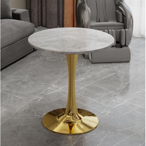 MEUBLIV Tavolino rotondo 70 cm dorato – piano effetto marmo (1/5)