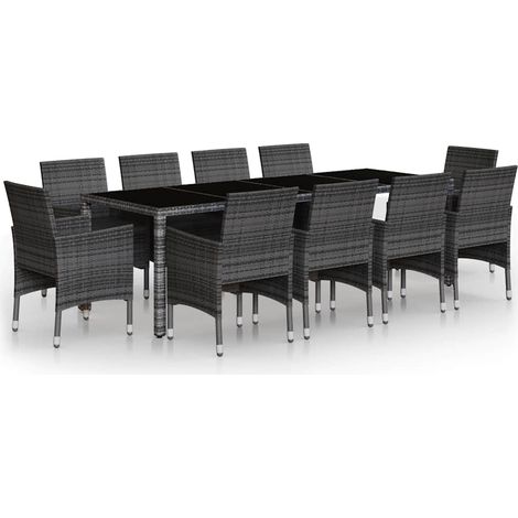 Maison Exclusive - Set Pranzo da Giardino 11pz in Polyrattan Grigio (1/5)