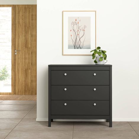 Dmora - Cajonera Sagar, Cómoda multiusos, Cómoda de dormitorio, Gabinete con cajones, 82x38 h80 cm, Negro (1/5)
