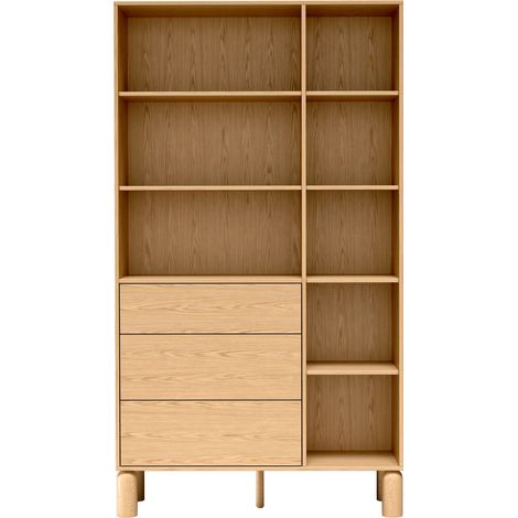 Selsey Sanden - Standregal mit 3 Schubladen, Eiche Bookmatch, 110 cm (1/5)
