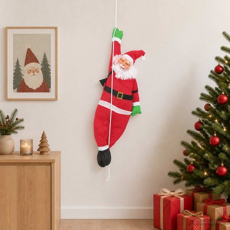 vidaXL Babbo Natale appeso su corda Rosso 30 x 15 x 130 cm Poliestere (1/5)