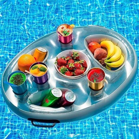 Porte-gobelet gonflable OBOSOE pour piscine et baignoire - Plateau repas flottant, accessoires de piscine parfaits pour l'été (1/5)
