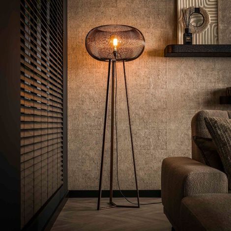 Lampadaire en métal avec abat-jour grillagé TORSY (1/4)