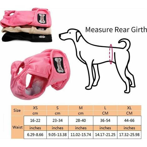 Hündinnenwindeln - Waschbar, wiederverwendbar, bequem, saugfähig, hygienische Windeln, physiologische Hosen für kleine, mittlere und große Hunde, 3er-Pack - Schwarz, Rosa, Beige (L) (1/5)