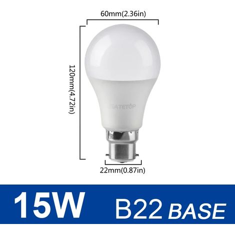 Ampoules LED (15 W B22, lumière blanche froide) à 6 LED, 220 V CA, basse consommation, pour salon. (1/5)