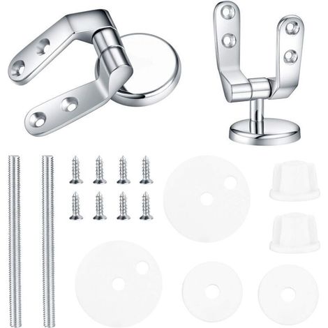 Cerniera per sedile WC, kit di fissaggio di ricambio per sedile WC, elementi di fissaggio per cerniera WC, per sedili WC in legno e resina - 2 pezzi - Crezuo