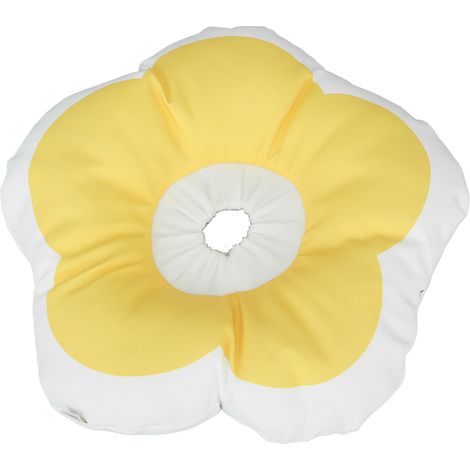 Collier pour chat doux, moelleux, confortable et décoratif qui empêche le chat de se lécher et de se gratter le cou, jaune citron, taille M. (1/5)