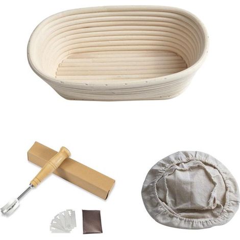 Panier de fermentation à pain de style européen, outil de fermentation de pâte rond et ovale, ensemble de cuisson de panier de fermentation en rotin indonésien (1/5)
