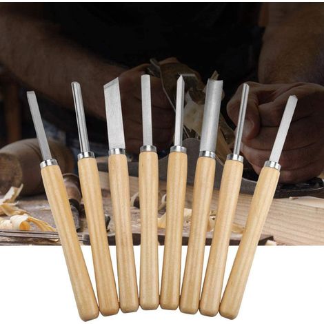 Hofuton Ensemble de Tournage Ciseau à Bois, 8 PCS Ensemble de Burin à Bois Outils de Tournage Gouge à Bois Oblique Séparation (1/5)