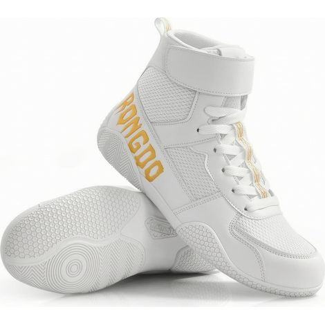 High-Top Grippy Fighting Shoes, Stable Angled Fighting Sneakers, White, Color to 12, Numeric35 (1/5)