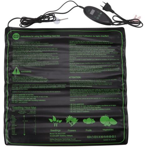 Esterilla térmica para semilleros, 6 velocidades, temperatura regulable, impermeable, almohadilla de inicio para la germinación de plantas, para gramíneas con flores, enchufe europeo 220-240V. (1/5)