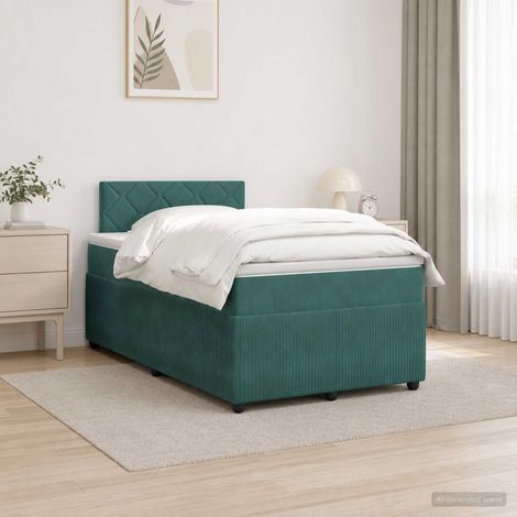 vidaXL Lit boxspring avec matelas Vert foncé 120 x 200 cm Velours (1/5)
